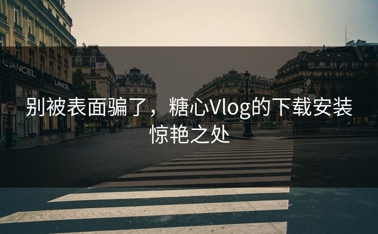 别被表面骗了，糖心Vlog的下载安装惊艳之处