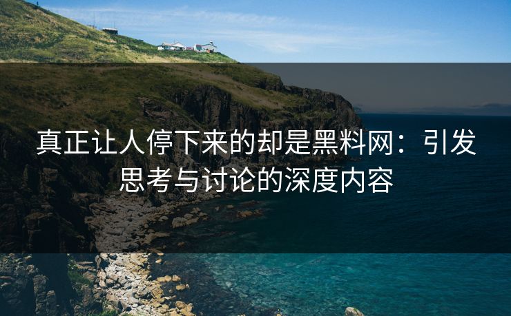 真正让人停下来的却是黑料网：引发思考与讨论的深度内容  第1张