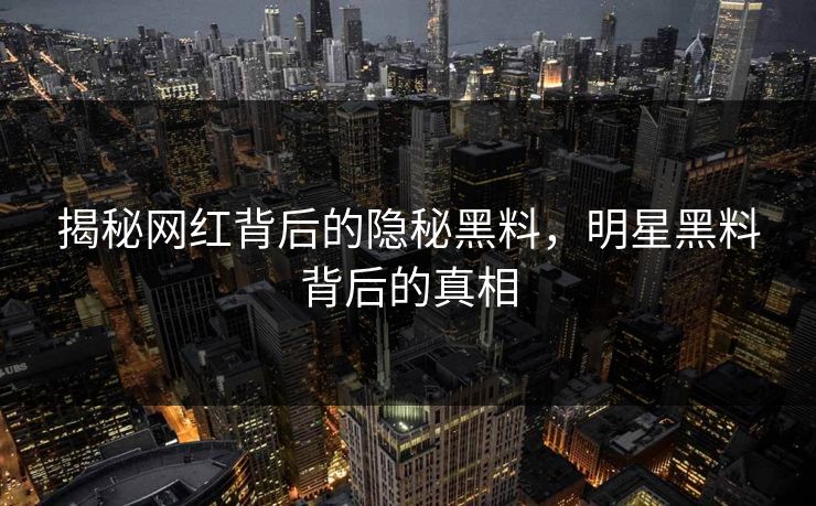 揭秘网红背后的隐秘黑料，明星黑料背后的真相  第1张