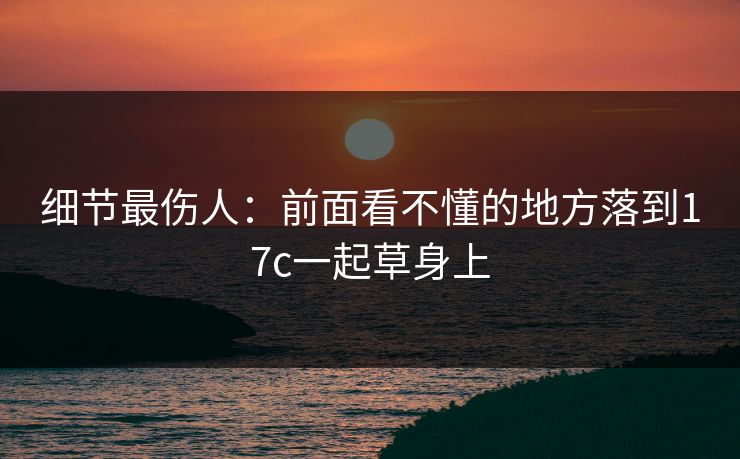细节最伤人：前面看不懂的地方落到17c一起草身上  第1张