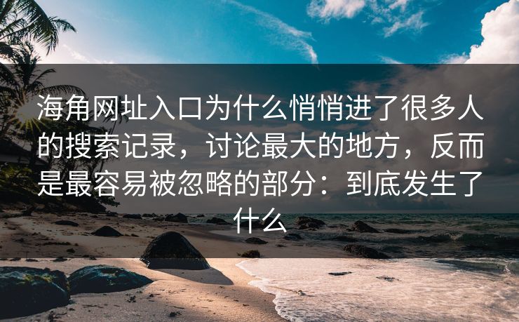 海角网址入口为什么悄悄进了很多人的搜索记录，讨论最大的地方，反而是最容易被忽略的部分：到底发生了什么