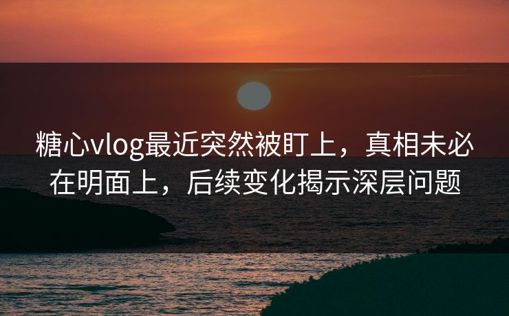 糖心vlog最近突然被盯上，真相未必在明面上，后续变化揭示深层问题  第1张