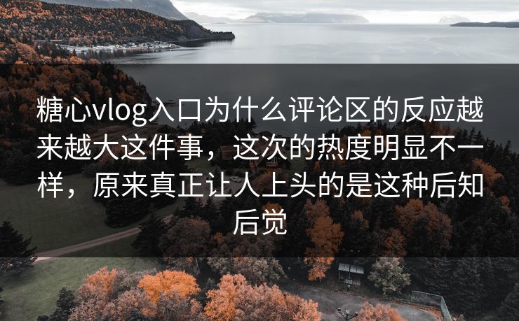 糖心vlog入口为什么评论区的反应越来越大这件事，这次的热度明显不一样，原来真正让人上头的是这种后知后觉