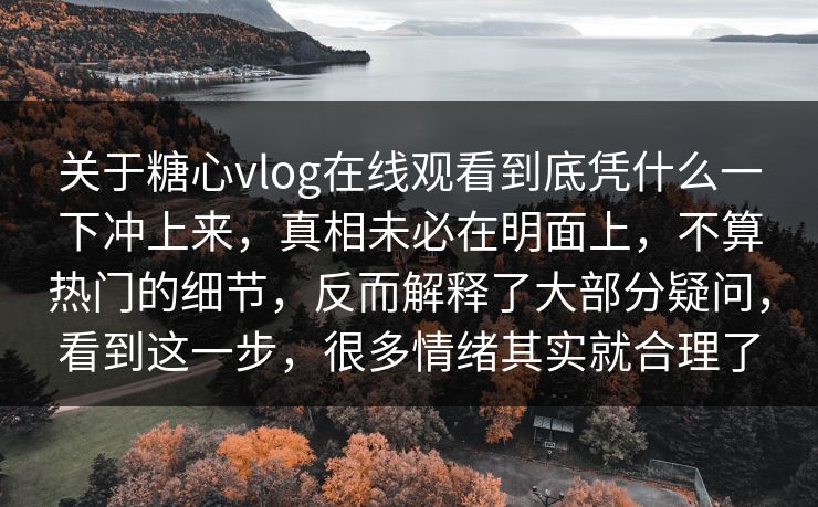 关于糖心vlog在线观看到底凭什么一下冲上来，真相未必在明面上，不算热门的细节，反而解释了大部分疑问，看到这一步，很多情绪其实就合理了  第1张